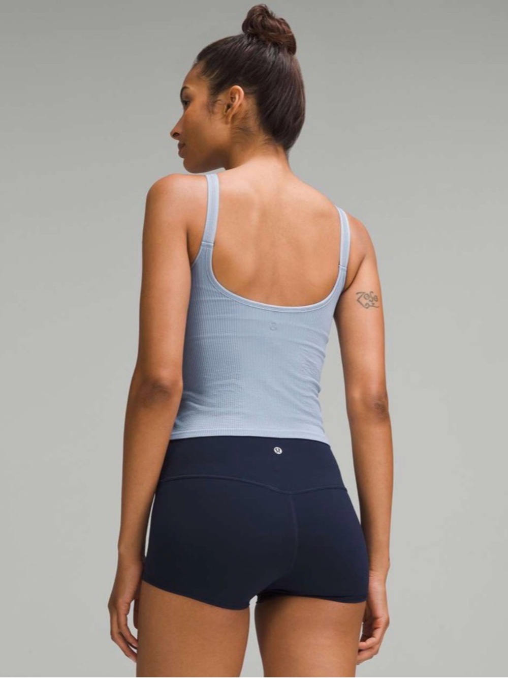 Lululemon Ebb to Street Scoop Neck Cropped Tank Top, size 8, Blue Willow - Picture 4 of 7